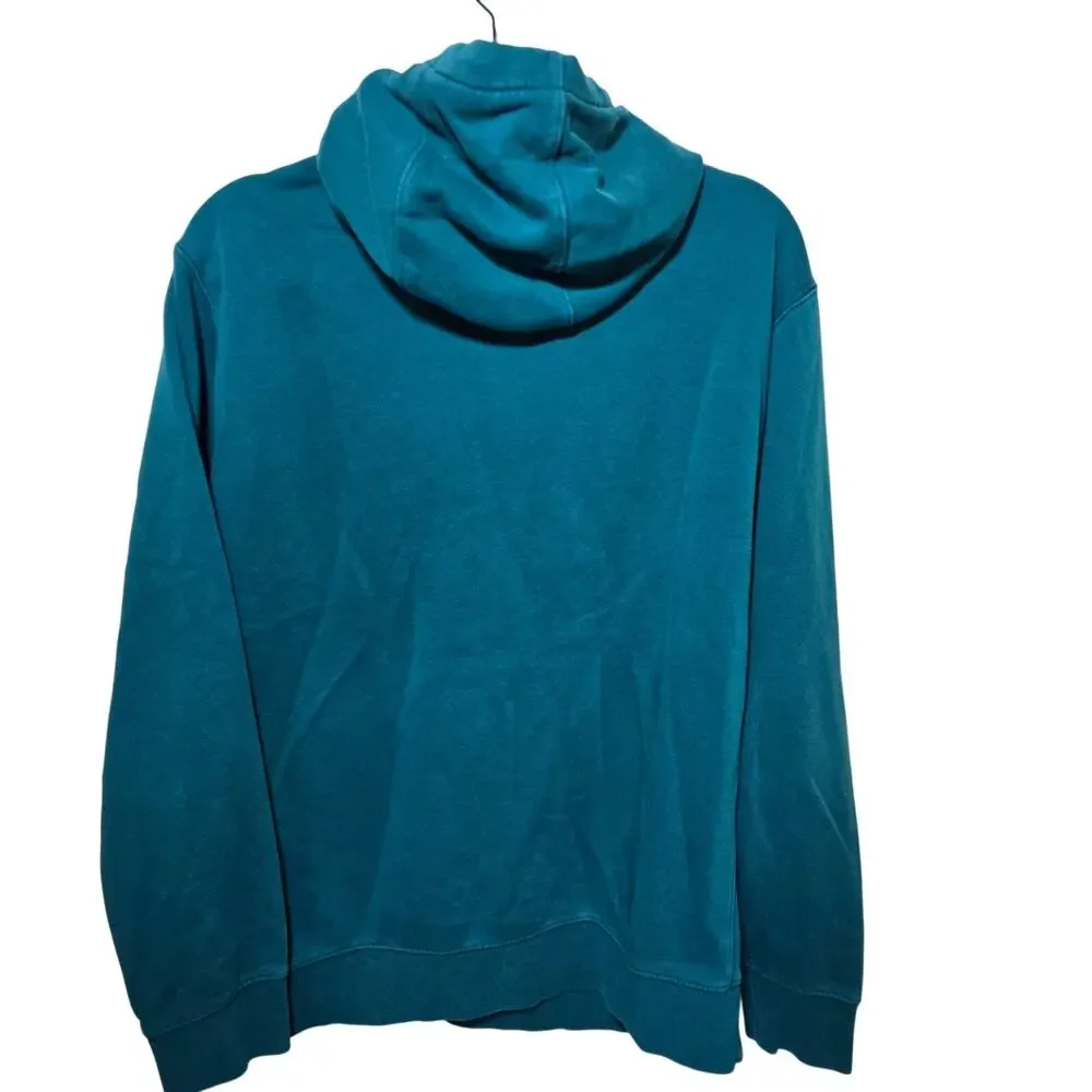 Vintage Teal with White Swoosh Nike Pullover Hoodie Kangaroo Pockets Size Large